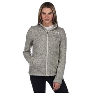 The North Face Women's Maggy Sweater Fleece Zip Jacket Cream/Gray Heathered Sz M
